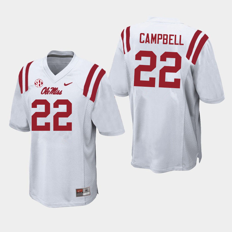 Men #22 Trace Campbell Ole Miss Rebels College Football Jerseys Sale-White